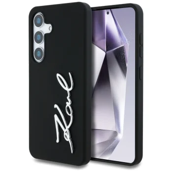 Чехол Karl Lagerfeld Silicone Metal Signature Logo для Samsung Galaxy S25, черный