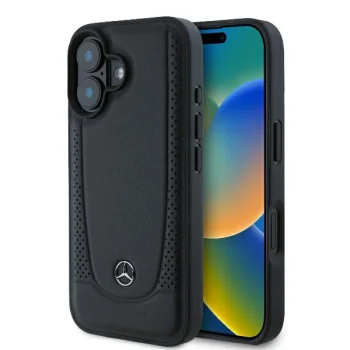 Чехол Mercedes для iPhone 16 Plus Leather Urban, черный