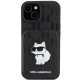Apple iPhone 15 6.1\" Karl Lagerfeld Saffiano Cardslots and Stand Monogram Choupette Case Cover, Black | Telefona...