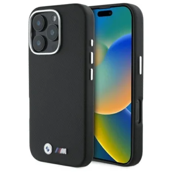 BMW M Edition Kevlar Metal vāciņš iPhone 16 Pro Melns
