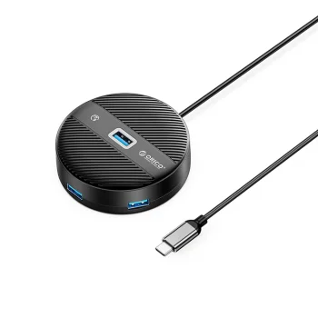 Orico YS1-C2 4 portu USB centrmezgls (1x USB-A 3.0, 3x USB-A 2.0), 0.3m, Melns