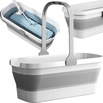 Large 10L Collapsible Silicone Basin Bucket, Folding Laundry Basket for Camping & Home