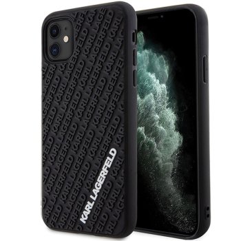 Karl Lagerfeld iPhone 11 / XR vāciņš 3D Rubber Multi Logo, melns
