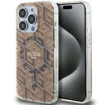 Чехол Guess для iPhone 15 Pro Max IML GCube MagSafe, коричневый