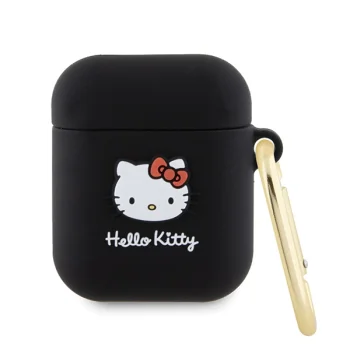 Чехол Hello Kitty для AirPods 1 / 2 Silicone 3D Kitty Head, черный