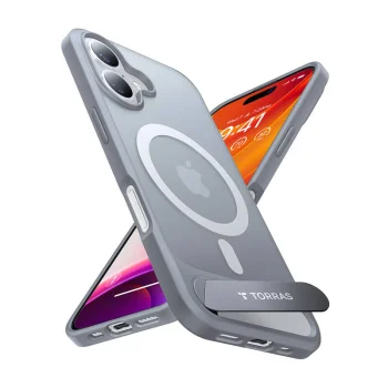 Чехол Torras Pstand Series для iPhone 16 Plus с подставкой, Titanium Gray