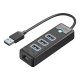USB-концентратор Orico PW3UR25-U3, 3x USB-A 3.0, 1x RJ45 2.5G Ethernet, 1м, Черный