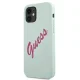 Guess iPhone 12 mini vāciņš Silicone Vintage Script, fuksijas zils