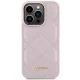 Guess iPhone 15 Pro Max vāciņš Quilted Metal Logo, rozā