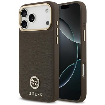 Guess Grained Strass Logo MagSafe Phone Case Cover iPhone 17 Pro Max - Brown