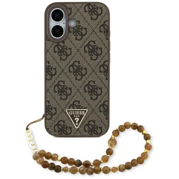 Чехол Guess 4G Strap Triangle Logo MagSafe для iPhone 17, коричневый