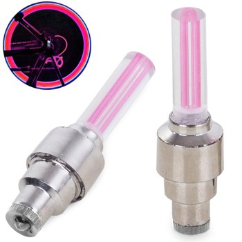 Luminous Valves Caps for Bicycle Nipple (works while moving) pink, 2 pcs.