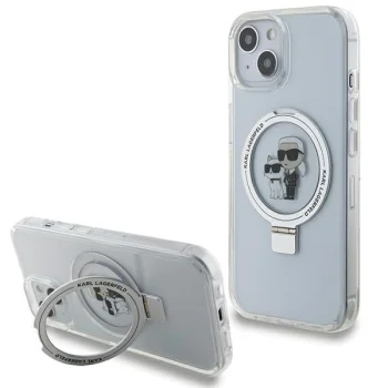 Чехол Karl Lagerfeld для iPhone 14 / 15 / 13 Ring Stand Karl & Choupette MagSafe, белый