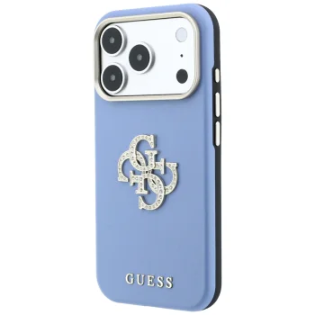 Guess Smooth & Big Strass Logo vāciņš iPhone 18 Pro Max / 17 Pro Max, zils