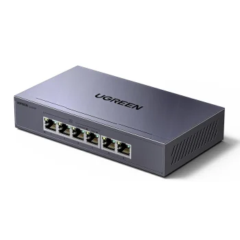 Tīkla komutators Ugreen CM753 6 porti 1 Gb/s ar PoE+, pelēks