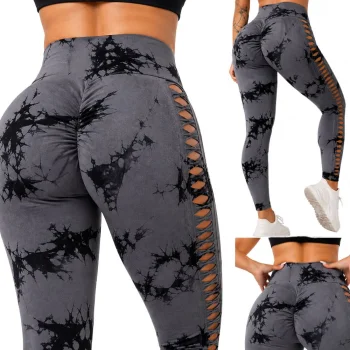 Sieviešu push-up fitnesa legingi ar augsto jostasvietu, marmora raksts, S/M