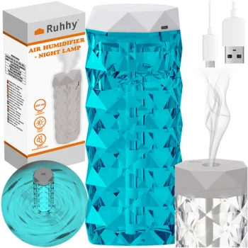 Ruhhy 00024625 gaisa mitrinātājs un nakts lampiņa 2in1, 400 ml, caurspīdīgs/balts