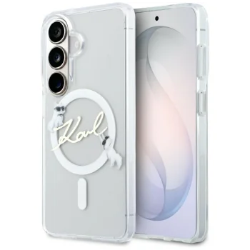 Karl Lagerfeld IML KC Script MagSafe vāciņš priekš Samsung Galaxy S26 Plus, caurspīdīgs