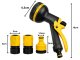 Garden Hose Spray Gun with 10 Modes and Connectors, Yellow/Black