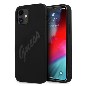Guess iPhone 12 mini Case Silicone Vintage Script, Black