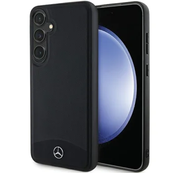 Чехол Mercedes для Samsung Galaxy S24 Leather Textured & Plain MagSafe, черный
