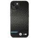 BMW iPhone 14 Plus vāciņš Leather Carbon, melns