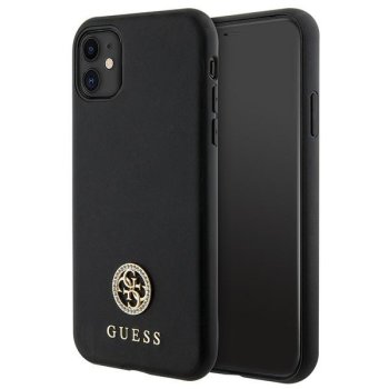 Guess 4G Strass Metal Logo vāciņš Apple iPhone 11 / XR - Melns