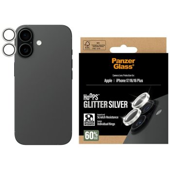 PanzerGlass Hoops Glitter rūdīta stikla kameras lēcas aizsargstikls iPhone 17 / 16 / 16 Plus – sudraba | Tempered...
