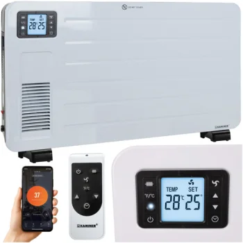 Elektriskais konvektora sildītājs Kaminer Ziflo 2300W ar WiFi, balts