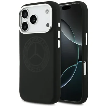 Чехол Mercedes Silicone Vintage Logo MagSafe для iPhone 17 Pro, черный