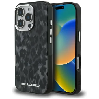 Karl Lagerfeld IML чехол с леопардовым узором MagSafe для iPhone 16 Pro Max – чёрный