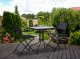 Multigarden SC-073A Garden Table 80x80 cm with Tempered Glass and Umbrella Hole, Black