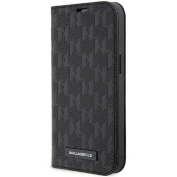 Apple iPhone 14 Pro Max 6.7" Karl Lagerfeld Saffiano Monogram Bookcase Cover (KLBKP14XSAKLHPK), Black