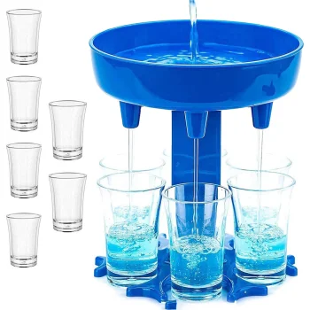 Alkohola un dzērienu dozators ar 6 glāzītēm (50ml), dažādas krāsas