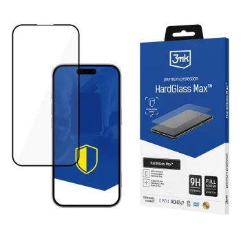 Rūdītais stikls 3mk HardGlass Max Black priekš Apple iPhone 17 Pro | Tempered Glass