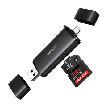Картридер Ugreen 65024 USB-C / USB-A SD 4.0 UHS-II, черный
