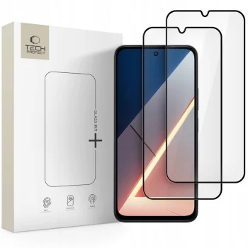 Защитное стекло Tech-Protect Glass Fit+ для Xiaomi Poco M7, 2 шт., черное