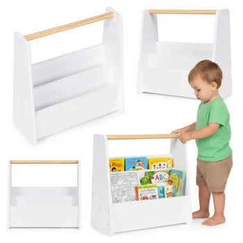 Детская книжная полка Ecotoys Montessori, 2 уровня, белая