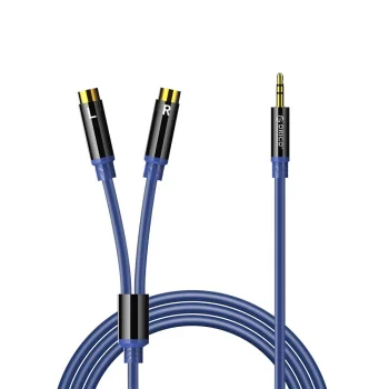 Audiokabelis Orico AXRF 3.5 mm mini jack uz 2x RCA ligzdām, 1.5 m, zils