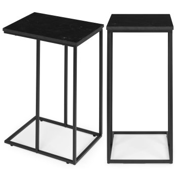 C formas klēpjdatora galdiņš ar marmora efektu ModernHome, melns