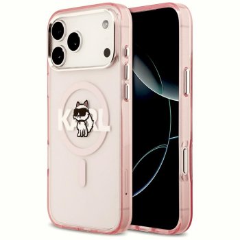 Karl Lagerfeld IML Choupette Sketch Logo MagSafe Case for iPhone 17 Pro Max, Pink