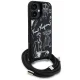 Telefona vāciņš iPhone 16 Karl Lagerfeld Crossbody Grained Pattern & Logo ar siksniņu, melns