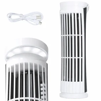 Mini Desk Tower Fan with LED Light, 2 Speeds, USB, 16039