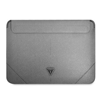 Guess Saffiano Triangle Logo klēpjdatora soma 16" - sudraba