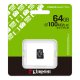 Карта памяти Kingston Canvas Select Plus 64GB microSDXC 100MBps, черная