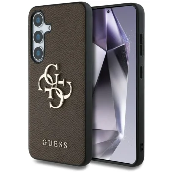 Guess Grained Big 4G Logo vāciņš Samsung Galaxy S25 brūns