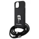 Karl Lagerfeld iPhone 15 Case Saffiano Ikonik Monogram Crossbody, Black
