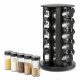 Rotating Spice Rack Organizer with 20 Jars and Stickers, Black