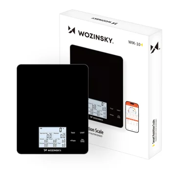 Viedie virtuves svari Wozinsky WIK-10 ar Bluetooth lietotni līdz 10 kg, melni