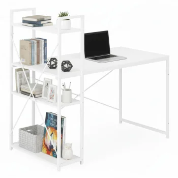 Modernhome datorgalds ar 3 plauktiem, 120x60 cm, balts